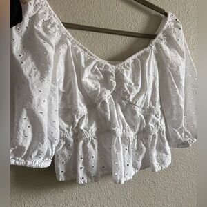 Target White Eyelet Puff Sleeve Blouse